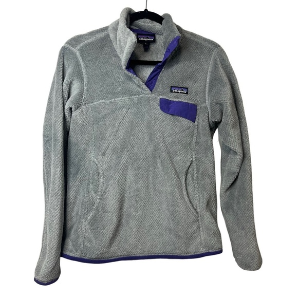 Patagonia Re-Tool Snap-T Pullover Fleece Jacket, Size S, Gray/ Purple - Picture 2 of 5